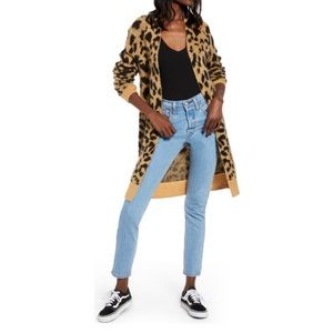 Nordstrom BP long sleeve leopard print cardigan M